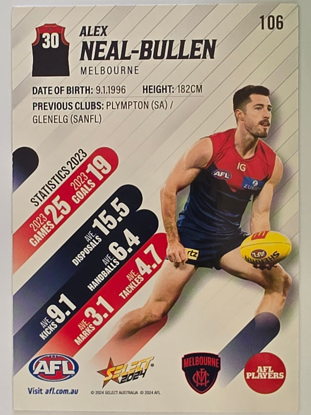AFL 2024 Footy Stars | Base Card #106 | A. NEAL-BULLEN | Melbourne