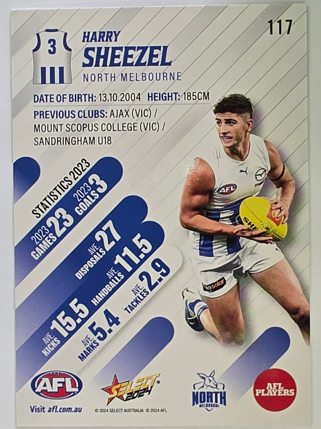 AFL 2024 Footy Stars | Base Card #117 | H. SHEEZEL | North Melbourne