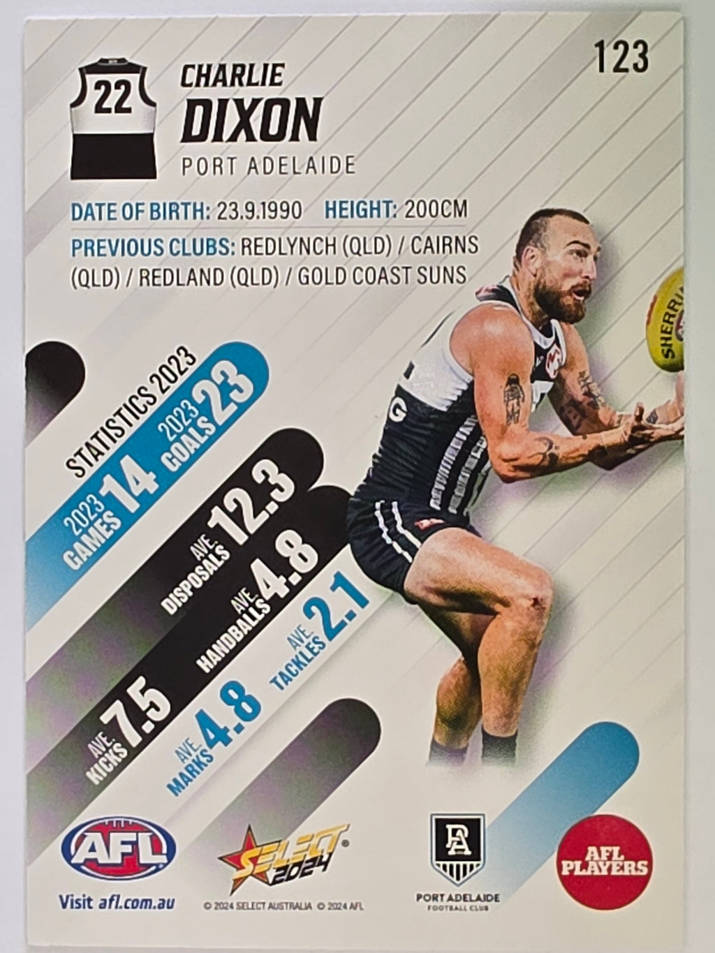 AFL 2024 Footy Stars | Base Card #123 | C. DIXON | Port Adelaide