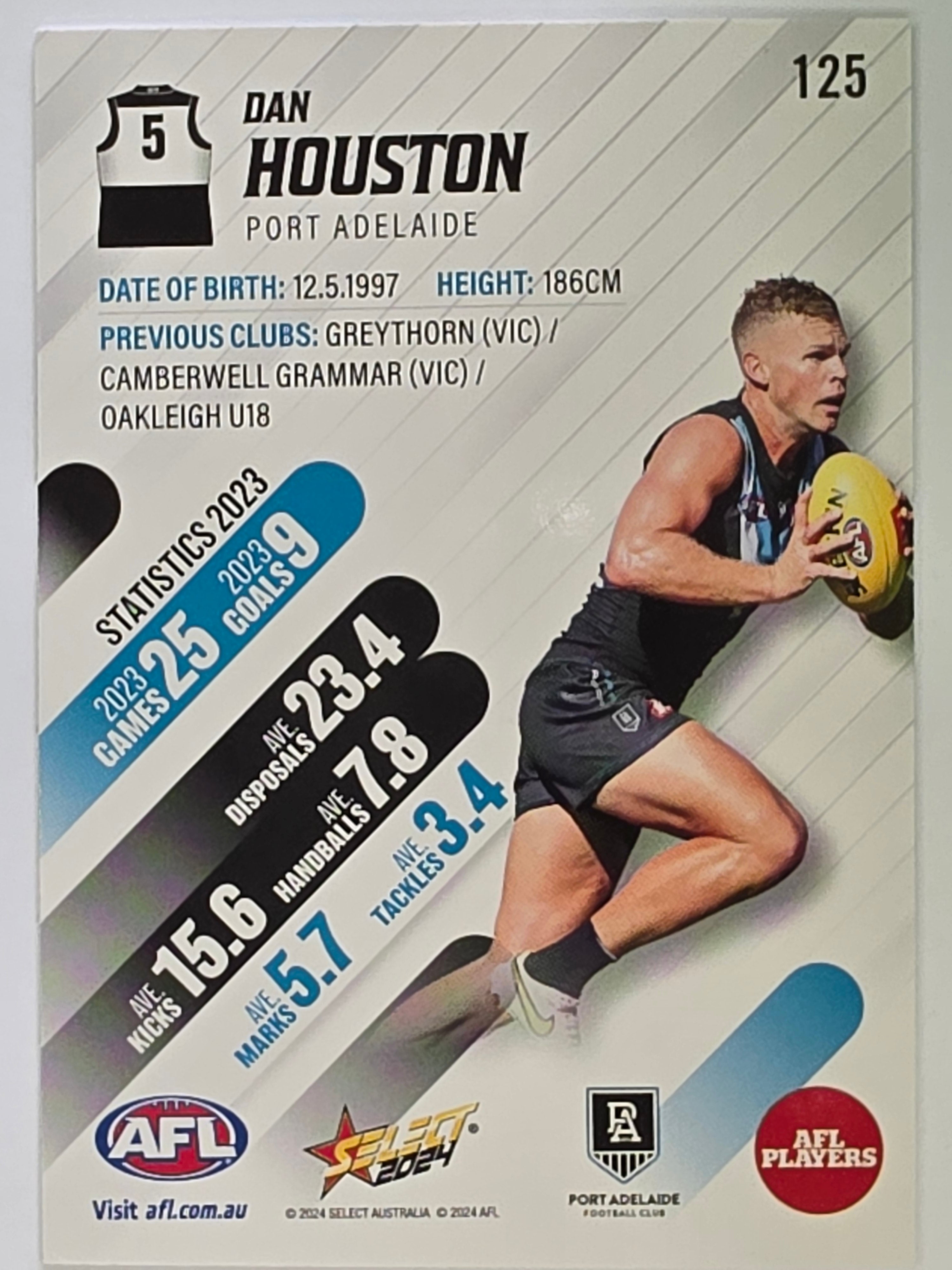 AFL 2024 Footy Stars | Base Card #125 | D. HOUSTON | Port Adelaide