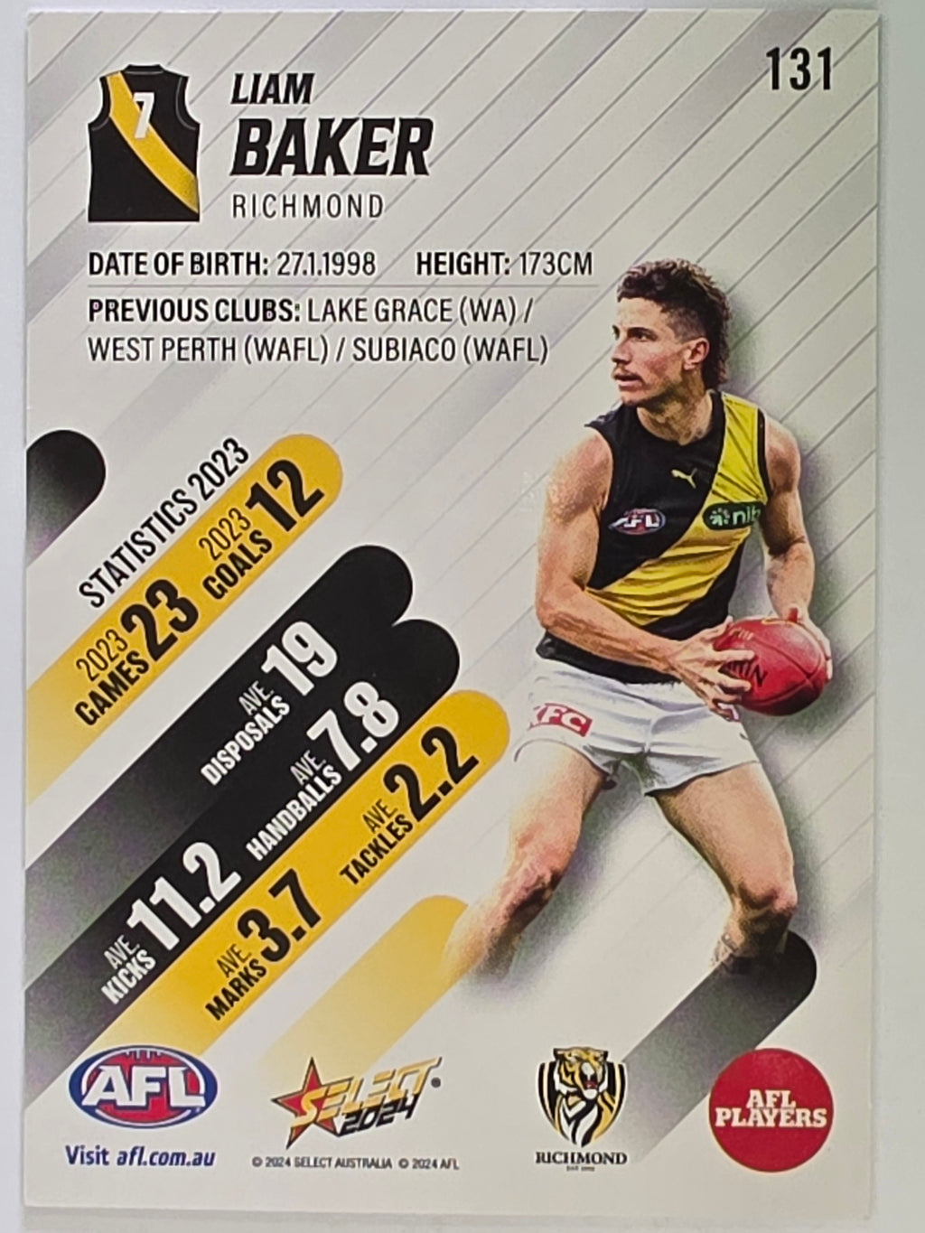 AFL 2024 Footy Stars | Base Card #131 | L. BAKER | Richmond
