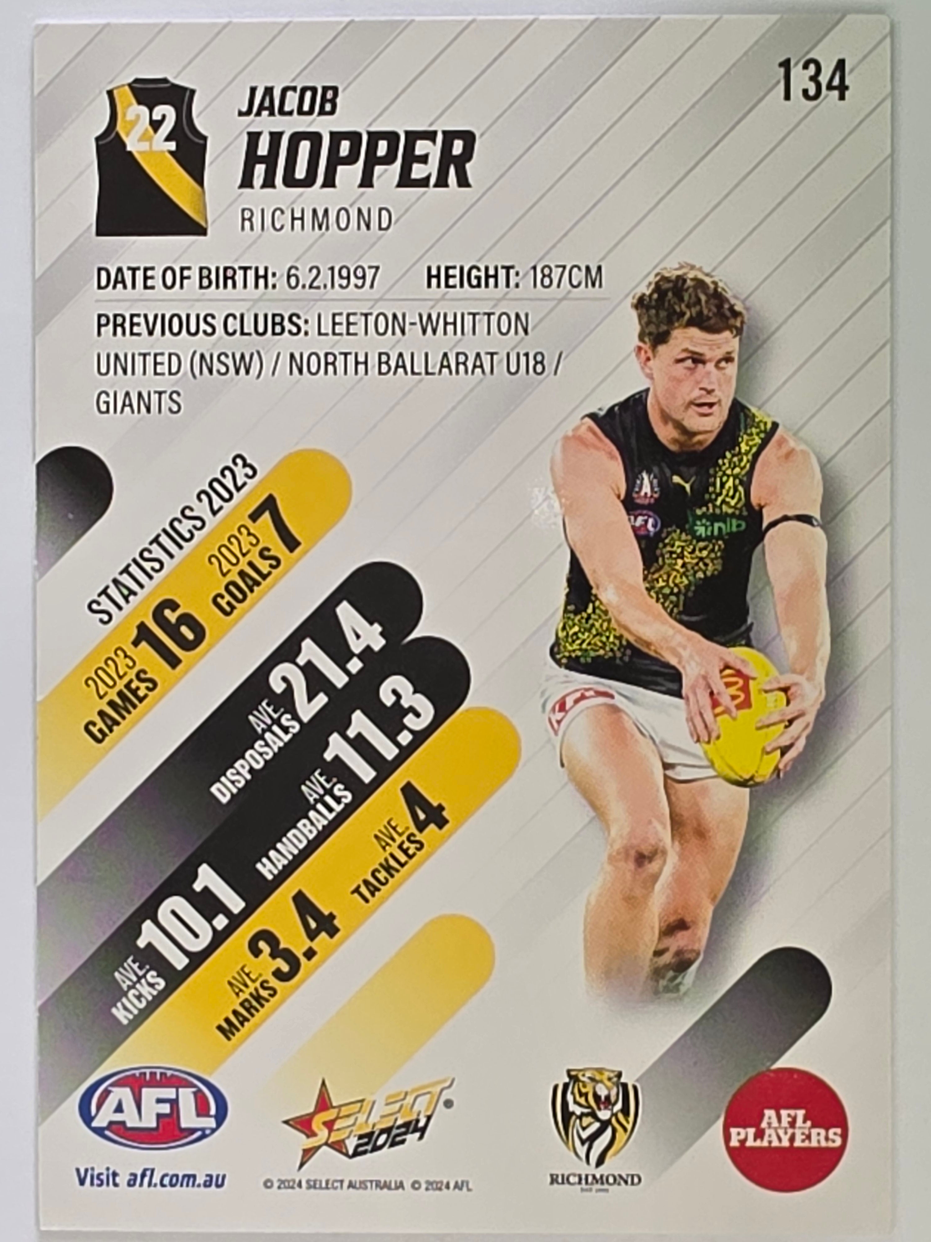AFL 2024 Footy Stars | Base Card #134 | J. HOPPER | Richmond