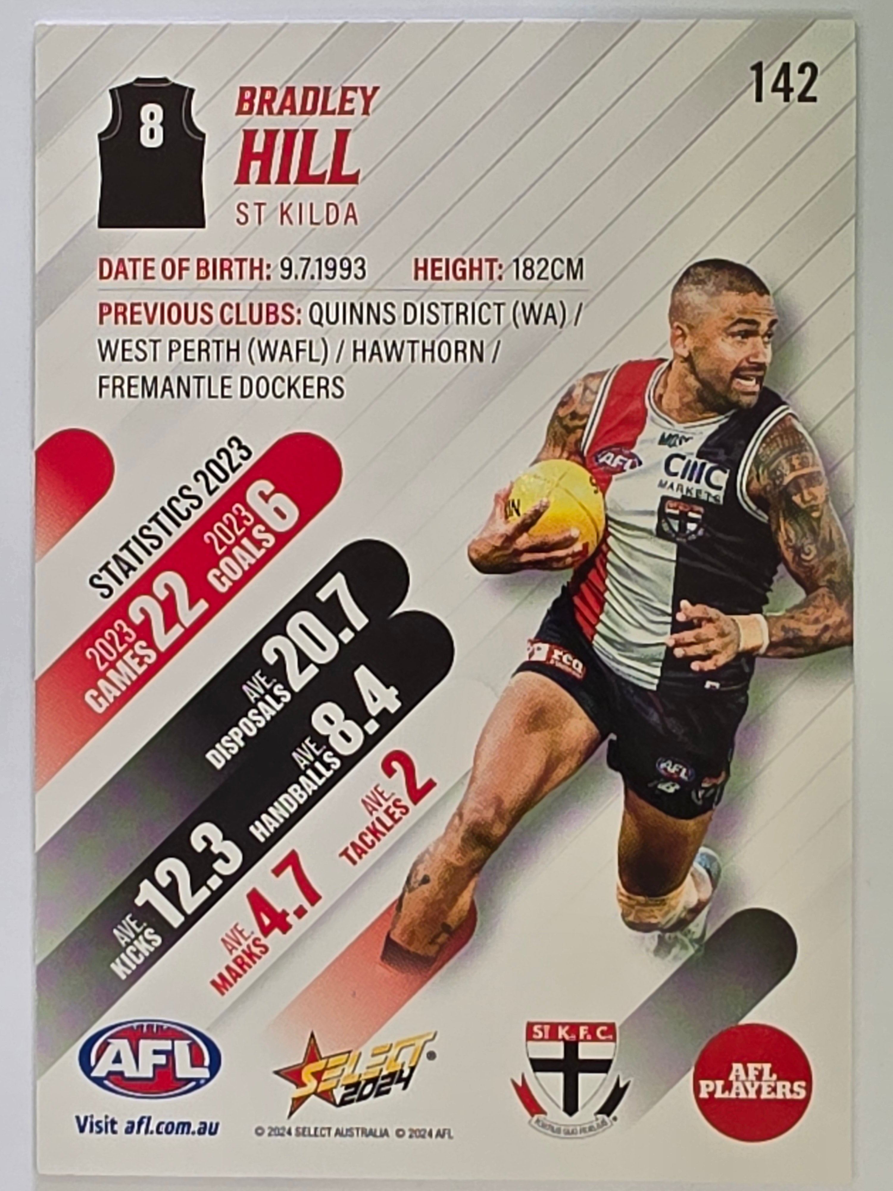 AFL 2024 Footy Stars | Base Card #142 | B. HILL | St Kilda