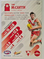 AFL 2024 Footy Stars | Base Card #154 | T. McCARTIN | Sydney Swans