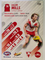 AFL 2024 Footy Stars | Base Card #155 | C. MILLS | Sydney Swans