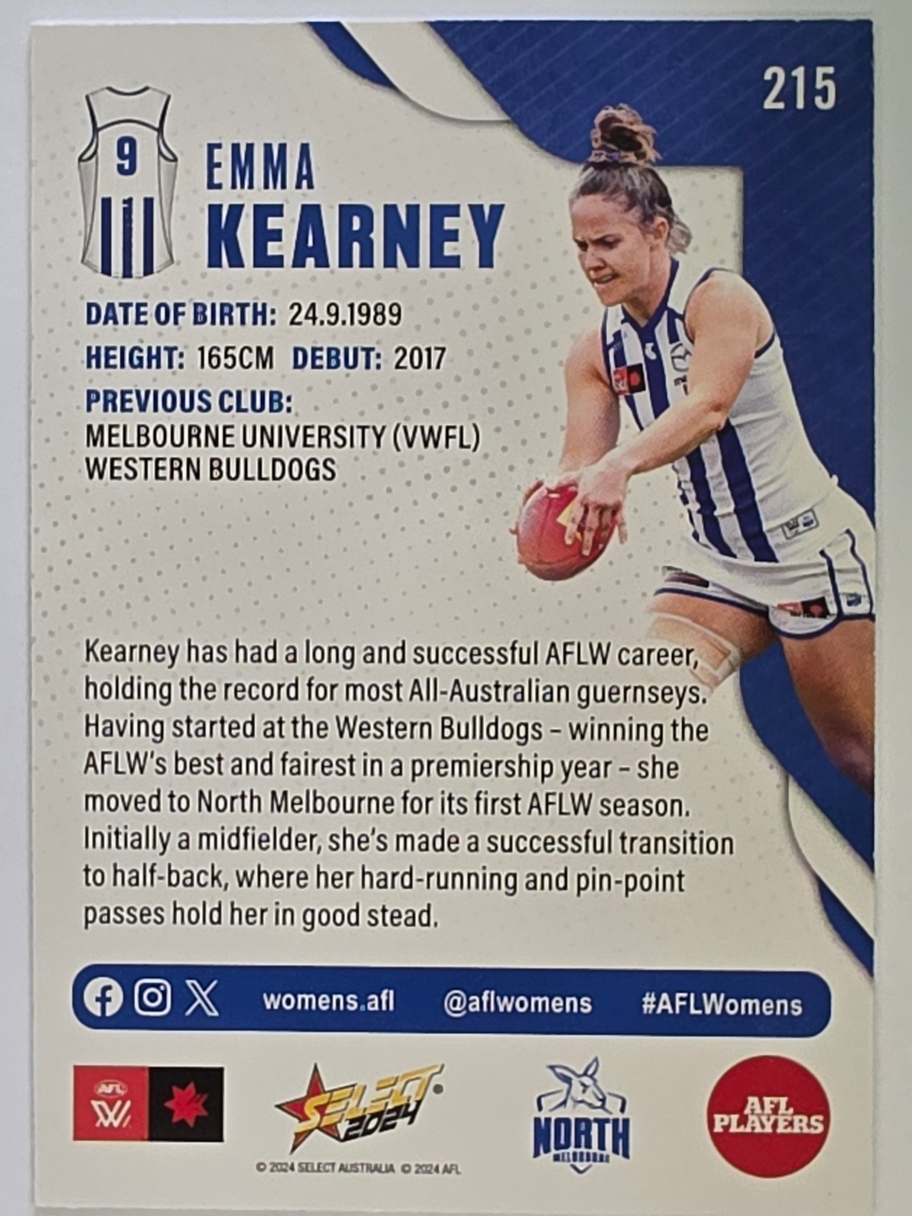 AFL 2024 Footy Stars | Base Card #215 | E. KEARNEY | North Melbourne AFLW
