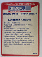 NRL 1990 Stimorol | Base Card #001 | Canberra Raiders Logo