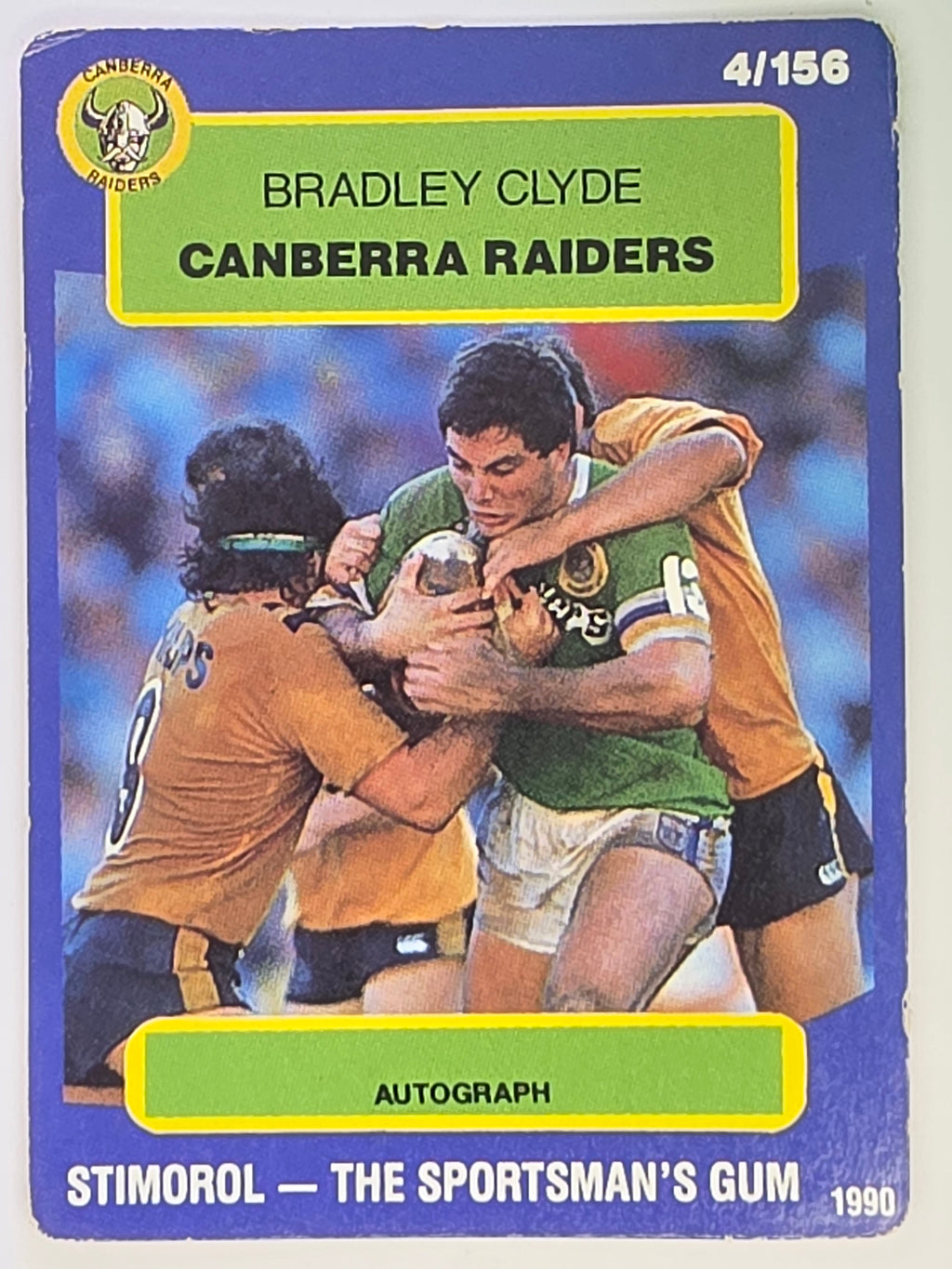 NRL 1990 Stimorol | Base Card #004 | Bradley Clyde | Canberra Raiders