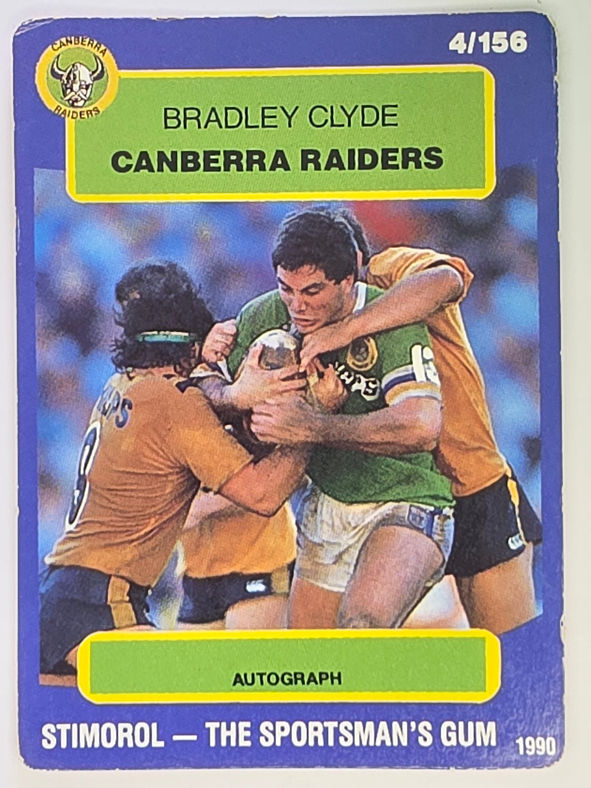 NRL 1990 Stimorol | Base Card #004 | Bradley Clyde | Canberra Raiders