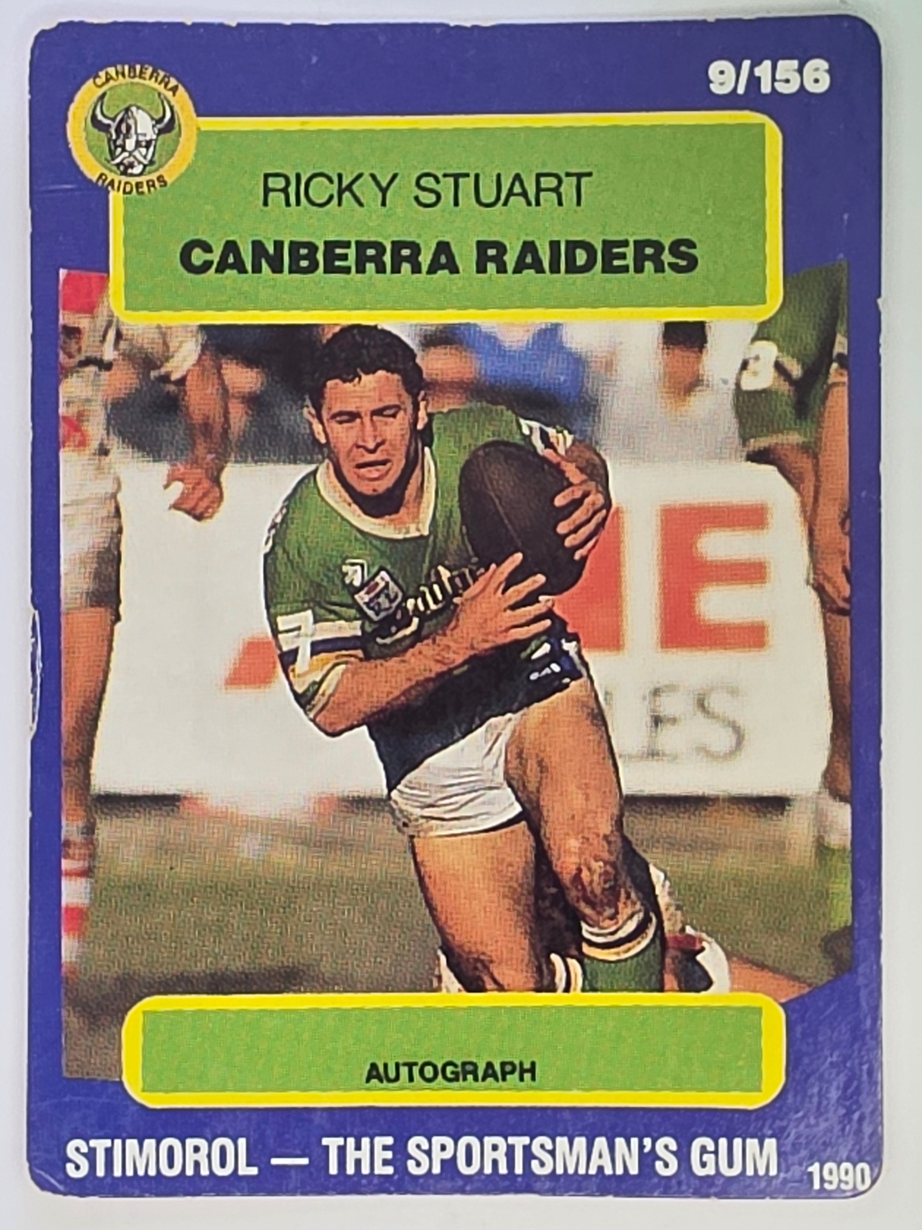 NRL 1990 Stimorol | Base Card #009 | Ricky Stuart | Canberra Raiders