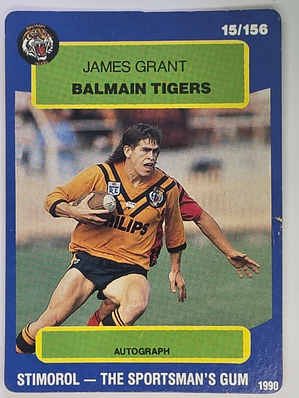 NRL 1990 Stimorol | Base Card #015 | James Grant | Balmain Tigers