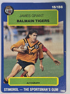 NRL 1990 Stimorol | Base Card #015 | James Grant | Balmain Tigers