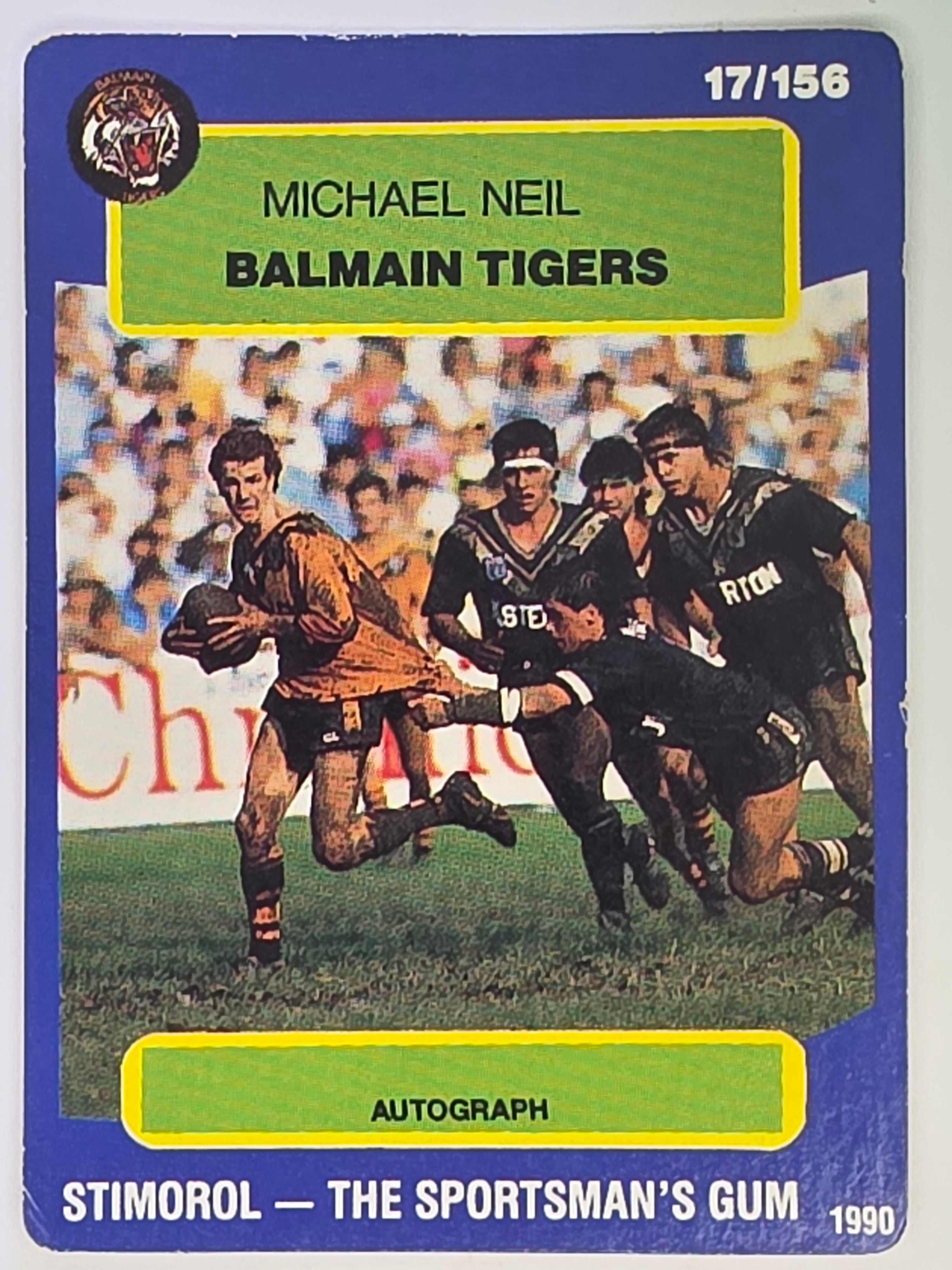 NRL 1990 Stimorol | Base Card #017 | Michael Neil | Balmain Tigers
