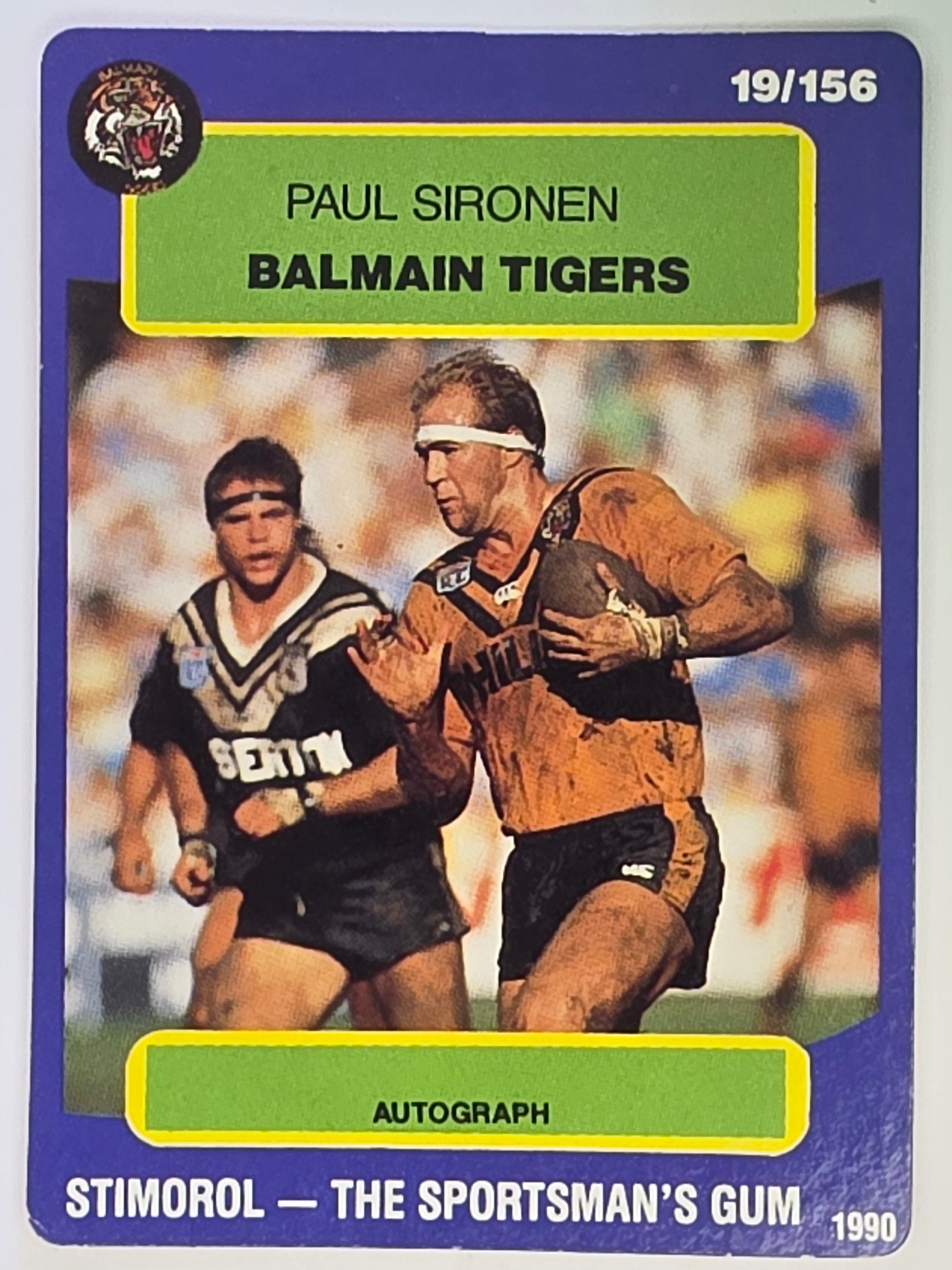 NRL 1990 Stimorol | Base Card #019 | Paul Sironen | Balmain Tigers