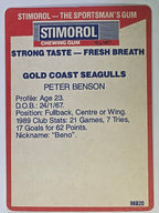 NRL 1990 Stimorol | Base Card #059 | Peter Benson | Gold Coast Seagulls