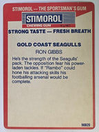 NRL 1990 Stimorol | Base Card #061 | Ron Gibbs | Gold Coast Seagulls