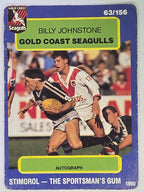 NRL 1990 Stimorol | Base Card #063 | Billy Johnstone | Gold Coast Seagulls