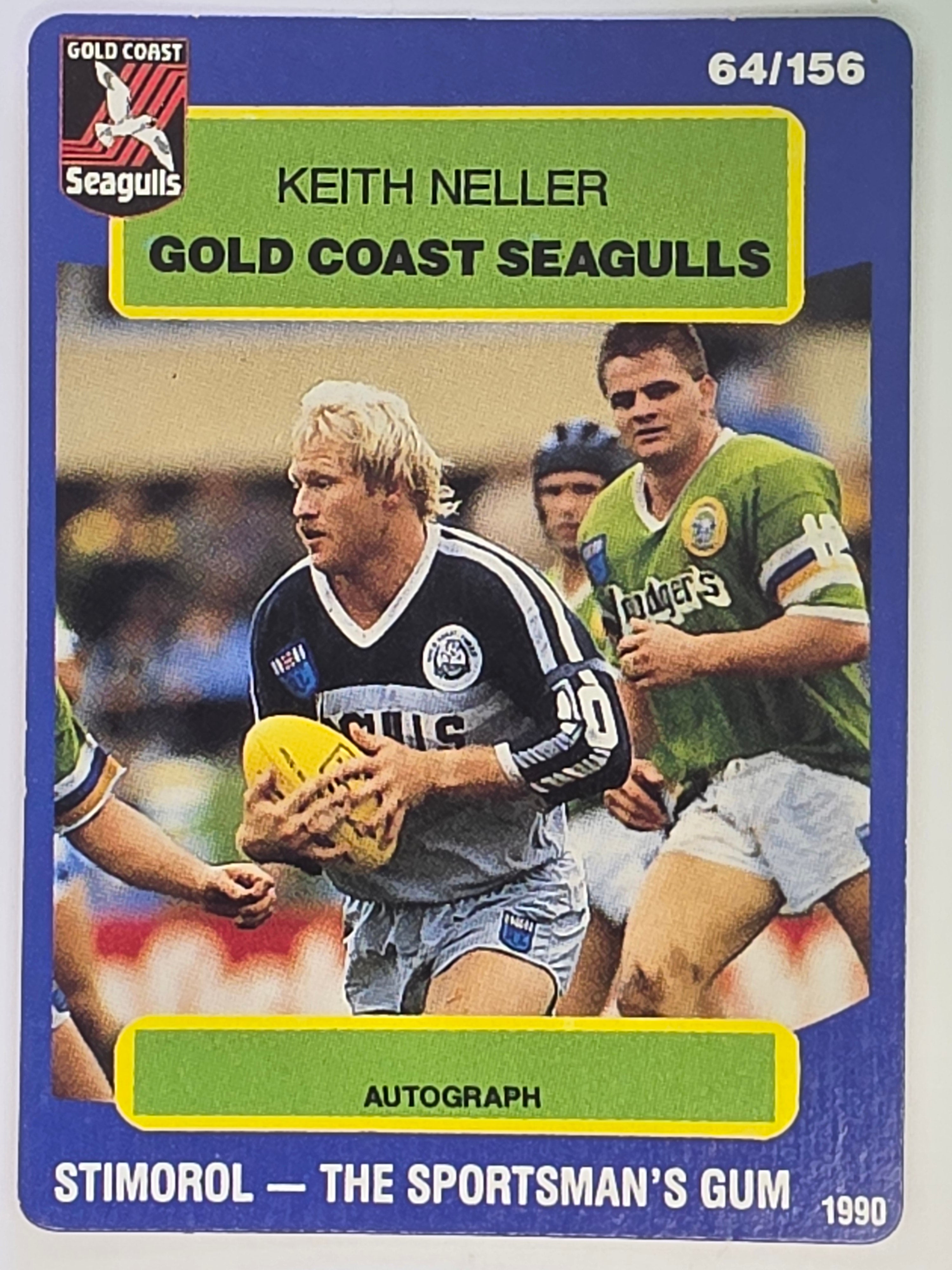 NRL 1990 Stimorol | Base Card #064 | Keith Neller | Gold Coast Seagulls