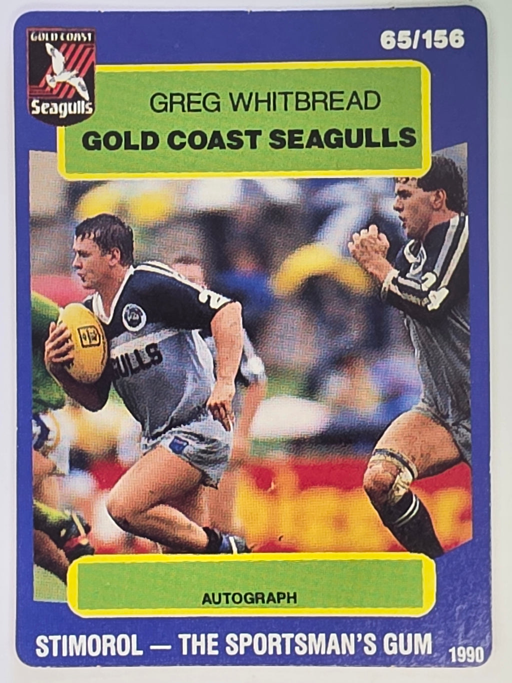 NRL 1990 Stimorol | Base Card #065 | Greg Whitbread | Gold Coast Seagulls