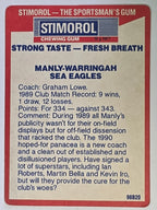 NRL 1990 Stimorol | Base Card #075 | Manly Warringah Sea Eagles Logo