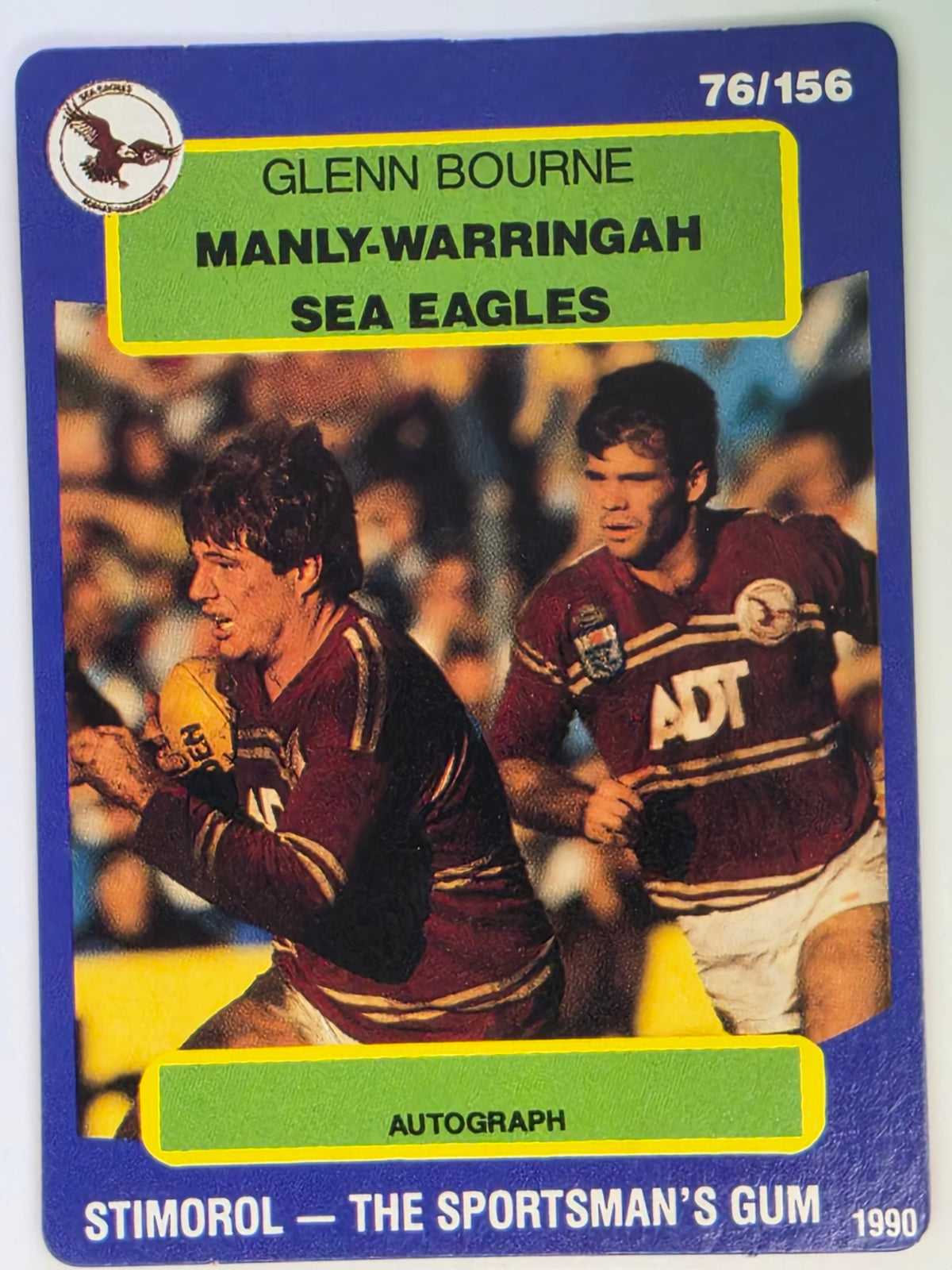 NRL 1990 Stimorol | Base Card #076 | Glenn Bourne | Manly Warringah Sea Eagles