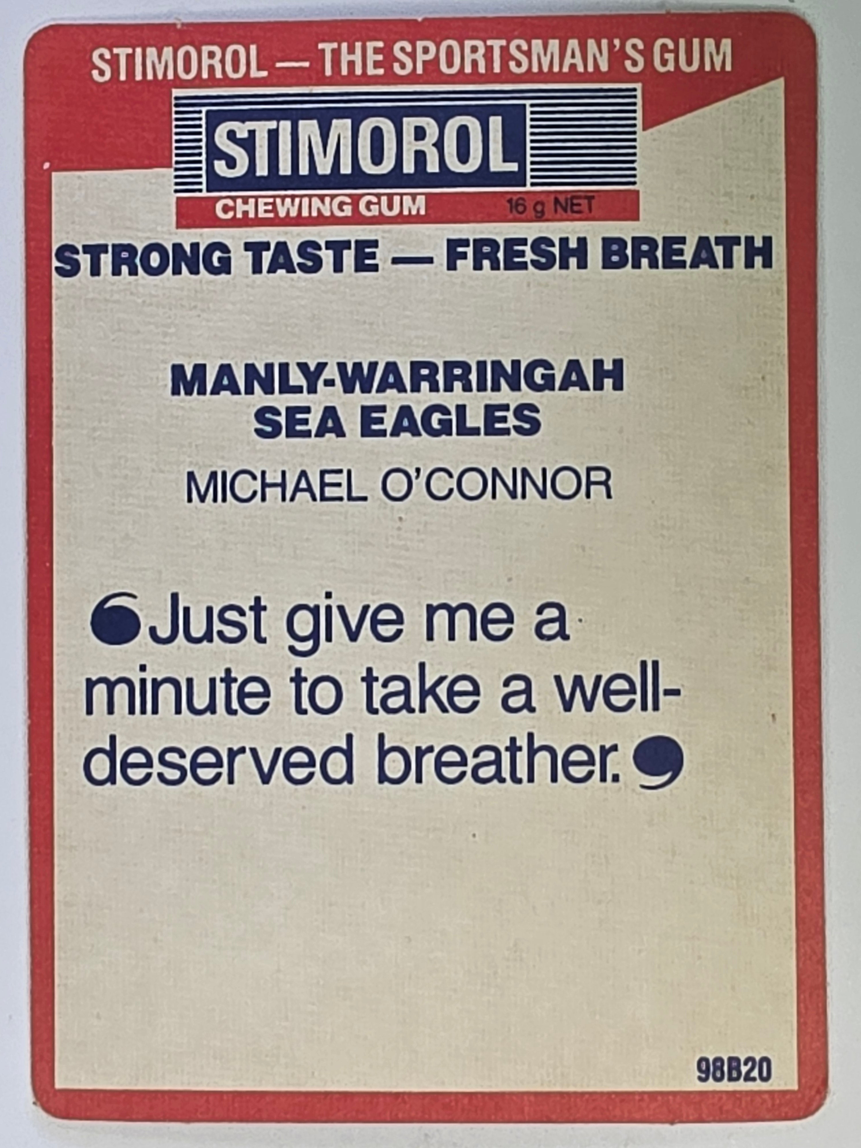 NRL 1990 Stimorol | Base Card #081 | Michael O'Connor | Manly Warringah Sea Eagles