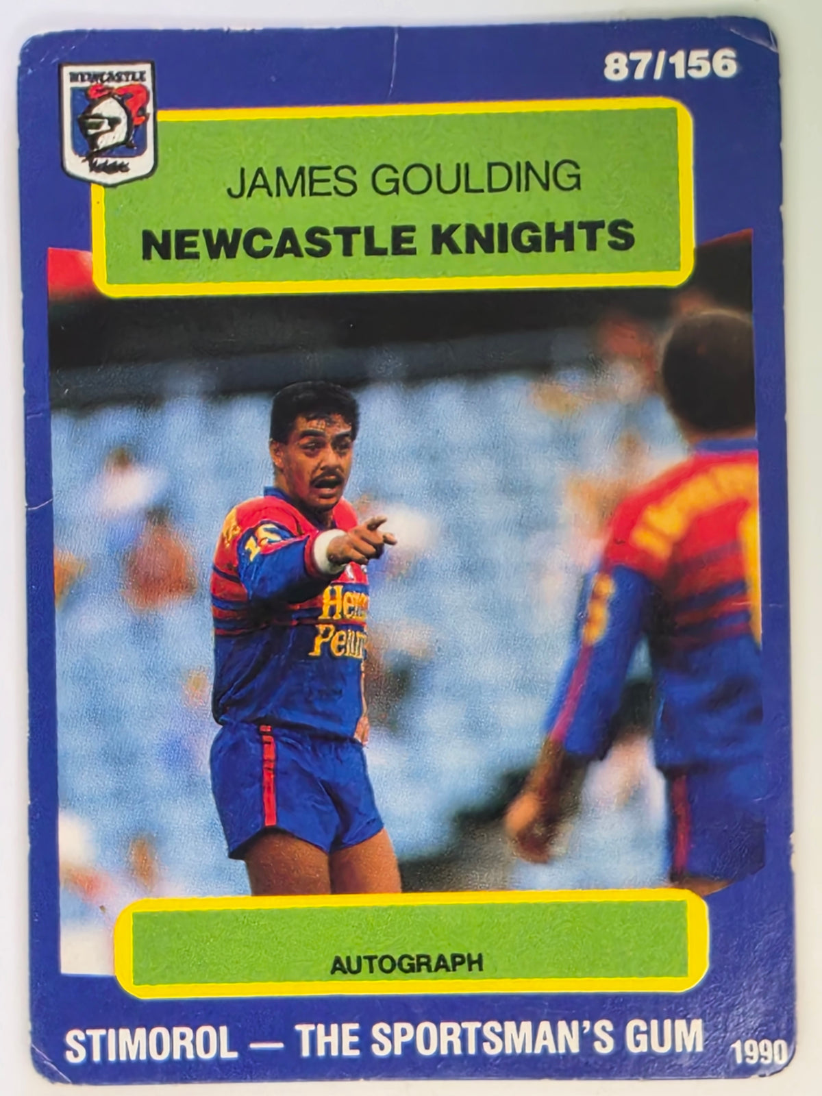 NRL 1990 Stimorol | Base Card #087 | James Goulding | Newcastle Knights