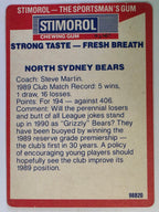 NRL 1990 Stimorol | Base Card #094 | North Sydney Bears Logo