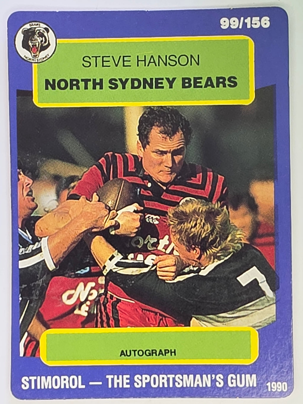 NRL 1990 Stimorol | Base Card #099 | Steve Hanson | North Sydney Bears