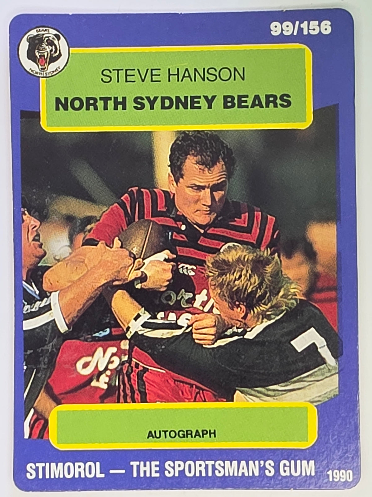 NRL 1990 Stimorol | Base Card #099 | Steve Hanson | North Sydney Bears