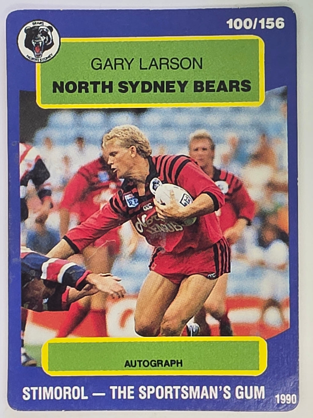 NRL 1990 Stimorol | Base Card #100 | Gary Larson | North Sydney Bears