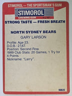 NRL 1990 Stimorol | Base Card #100 | Gary Larson | North Sydney Bears
