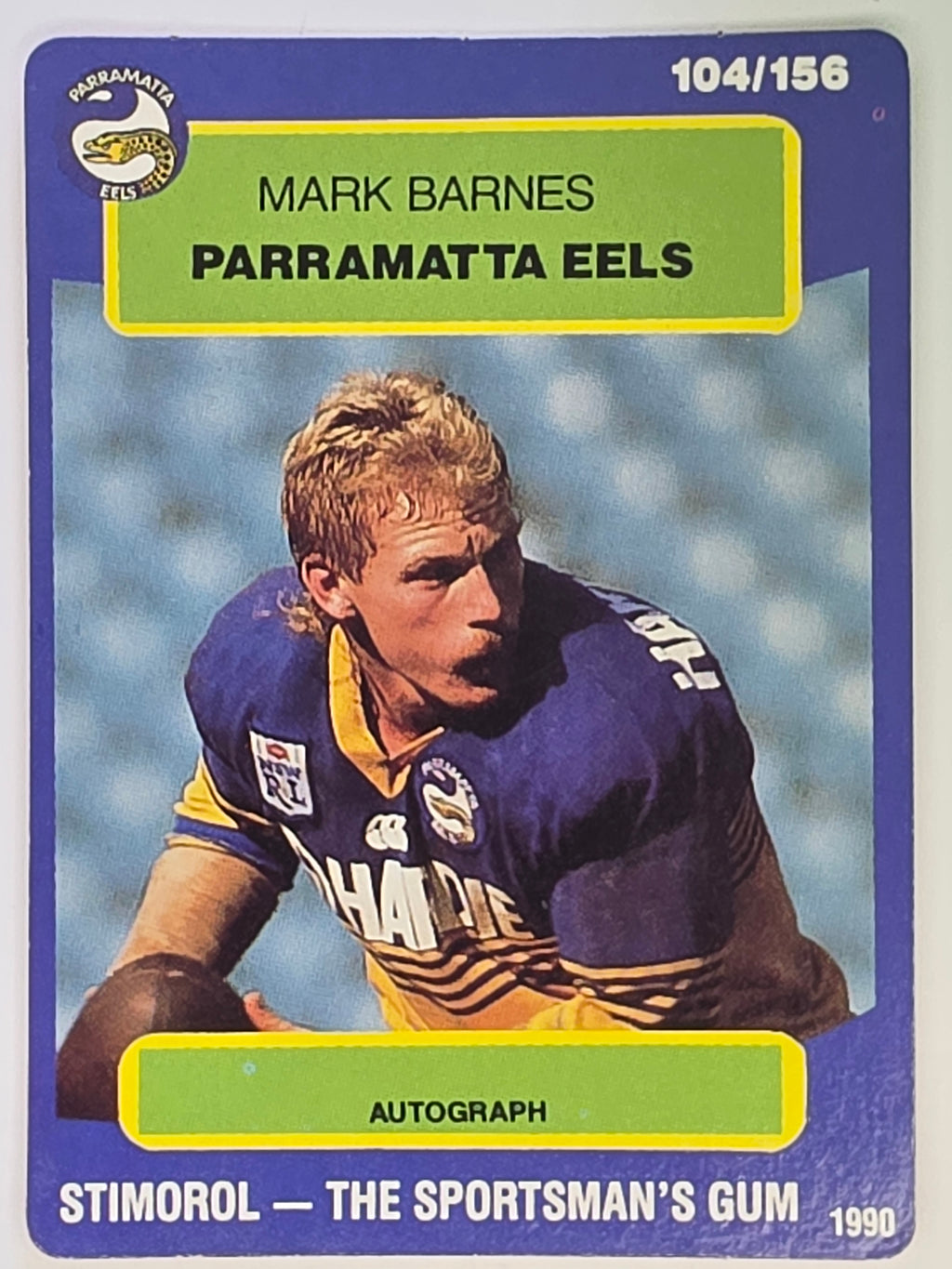 NRL 1990 Stimorol | Base Card #104 | Mark Barnes | Parramatta Eels