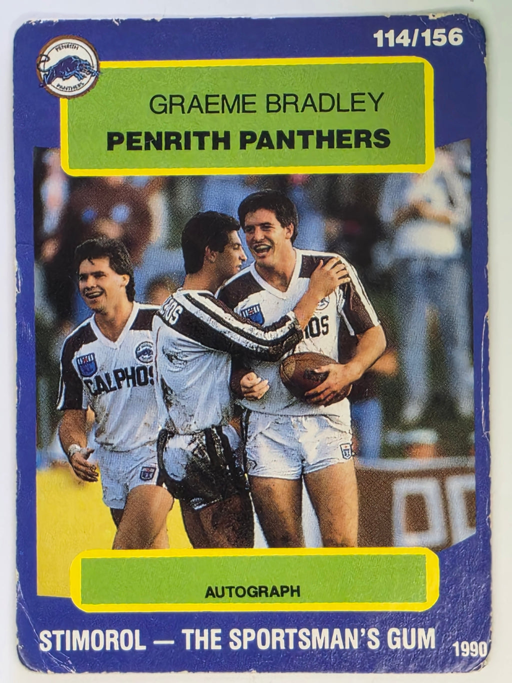 NRL 1990 Stimorol | Base Card #114 | Graeme Bradley | Penrith Panthers