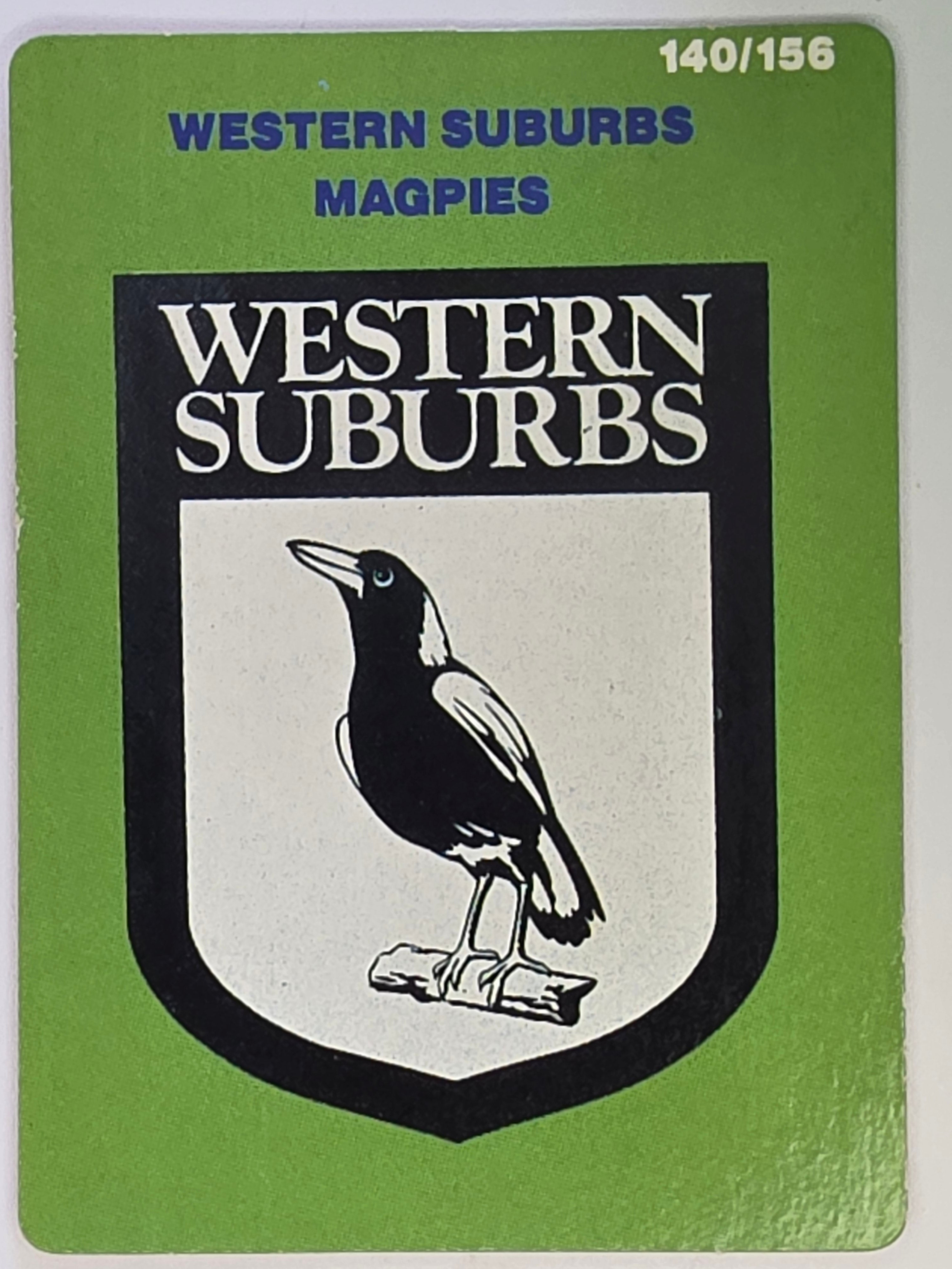 NRL 1990 Stimorol | Base Card #140 | Western Suburbs Magpies Logo