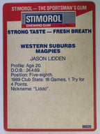 NRL 1990 Stimorol | Base Card #144 | Jason Lidden | Western Suburbs Magpies