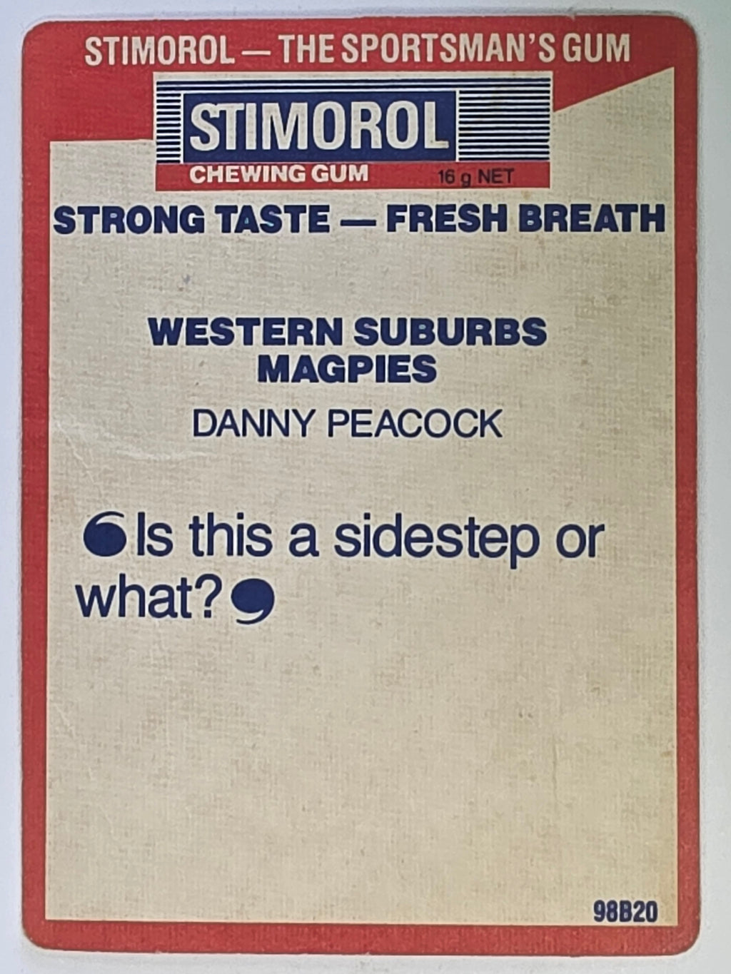 NRL 1990 Stimorol | Base Card #147 | Danny Peacock | Western Suburbs Magpies
