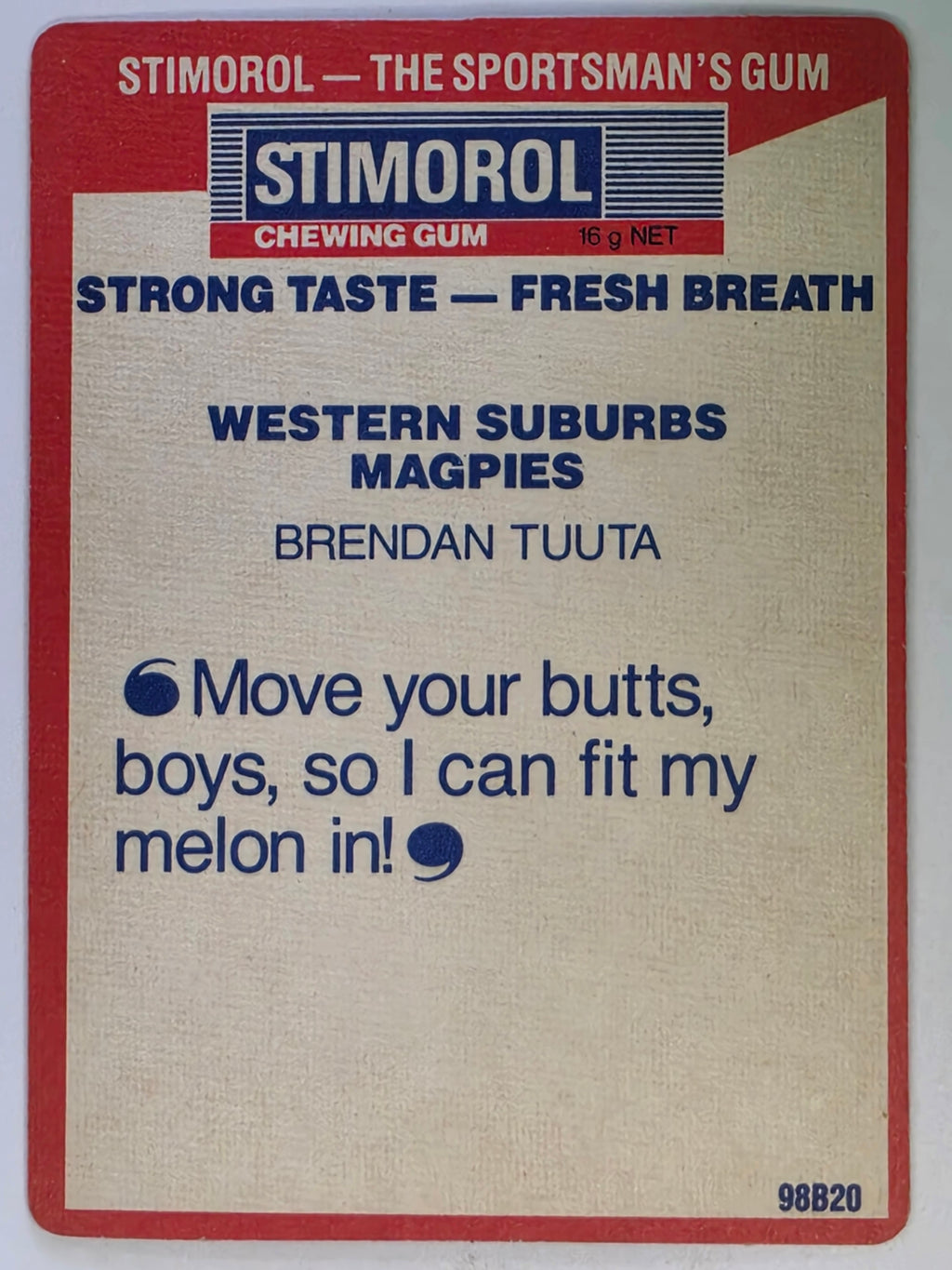 NRL 1990 Stimorol | Base Card #148 | Brendon Tuuta | Western Suburbs Magpies