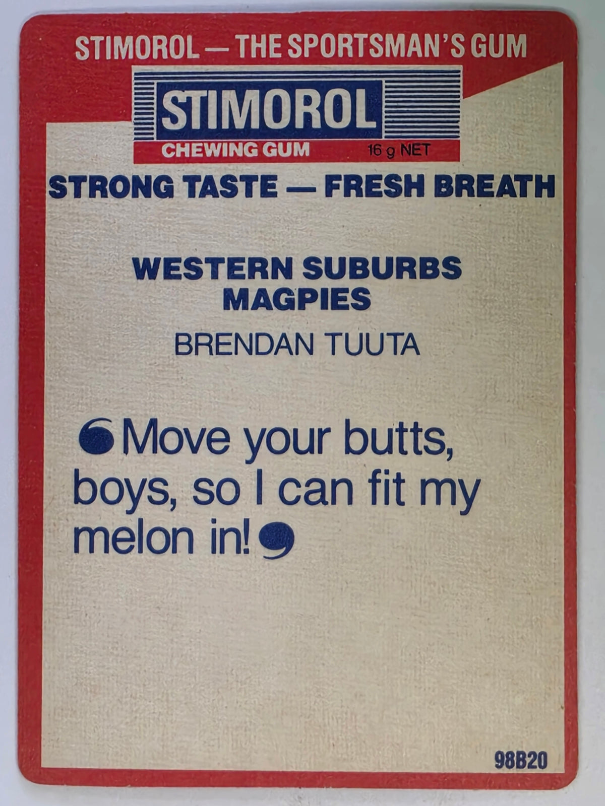 NRL 1990 Stimorol | Base Card #148 | Brendon Tuuta | Western Suburbs Magpies