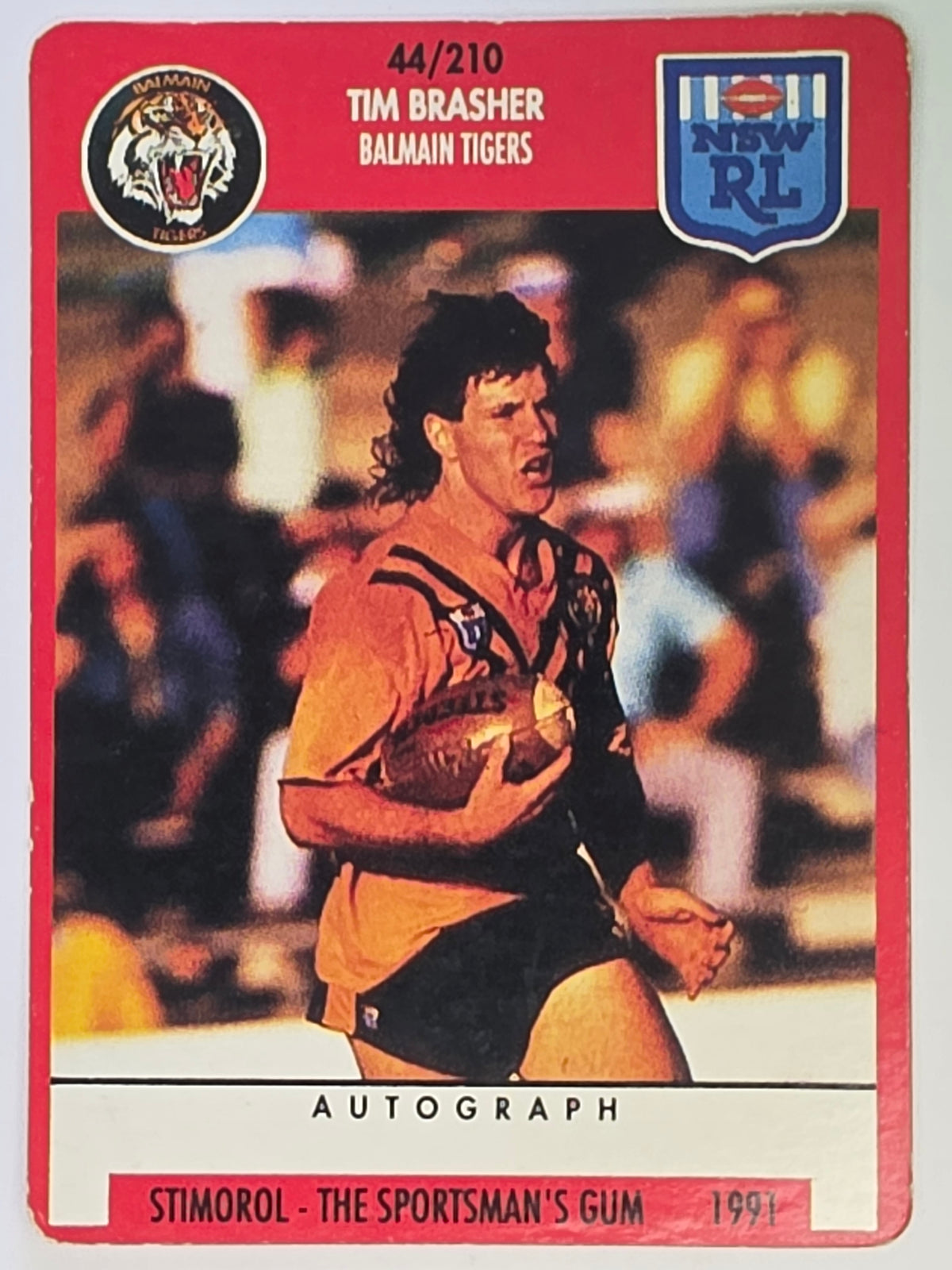NRL 1991 Stimorol | Base Card #044 | Tim Brasher | Balmain Tigers
