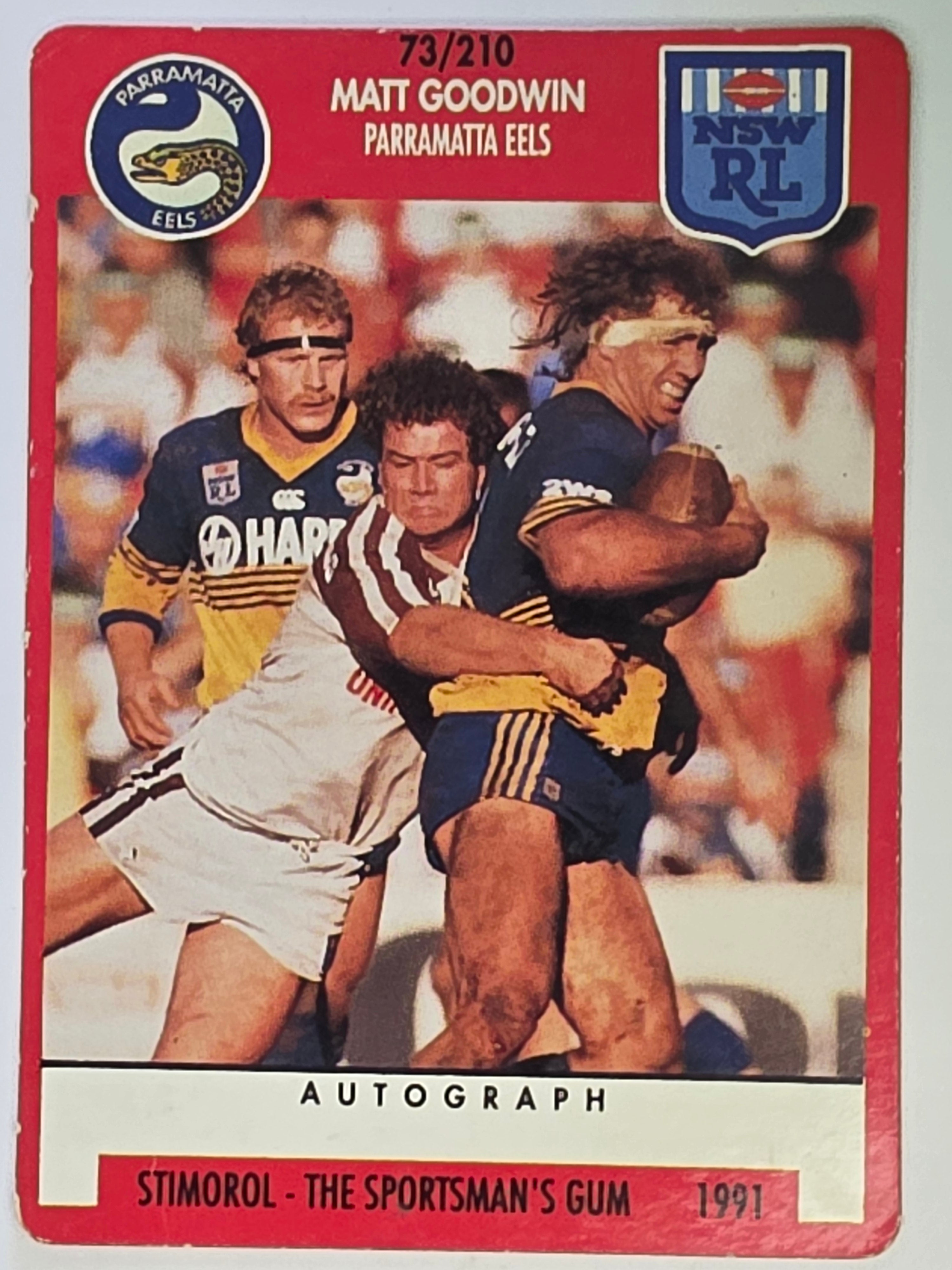NRL 1991 Stimorol | Base Card #073 | Matt Goodwin | Parramatta Eels