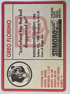 NRL 1991 Stimorol | Base Card #103 | Greg Florimo | North Sydney Bears