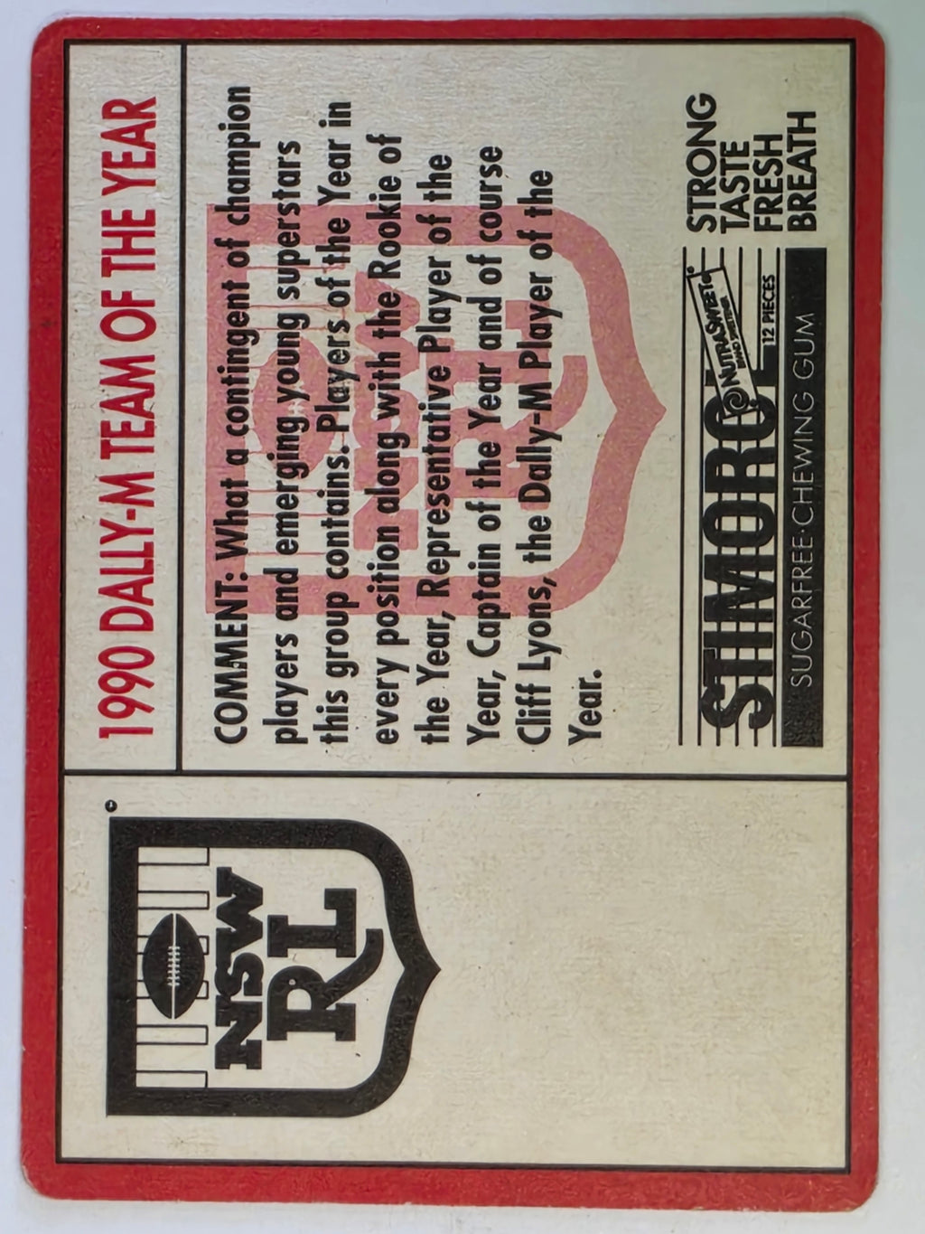 NRL 1991 Stimorol | Base Card #158 | Dally M Team of the Year