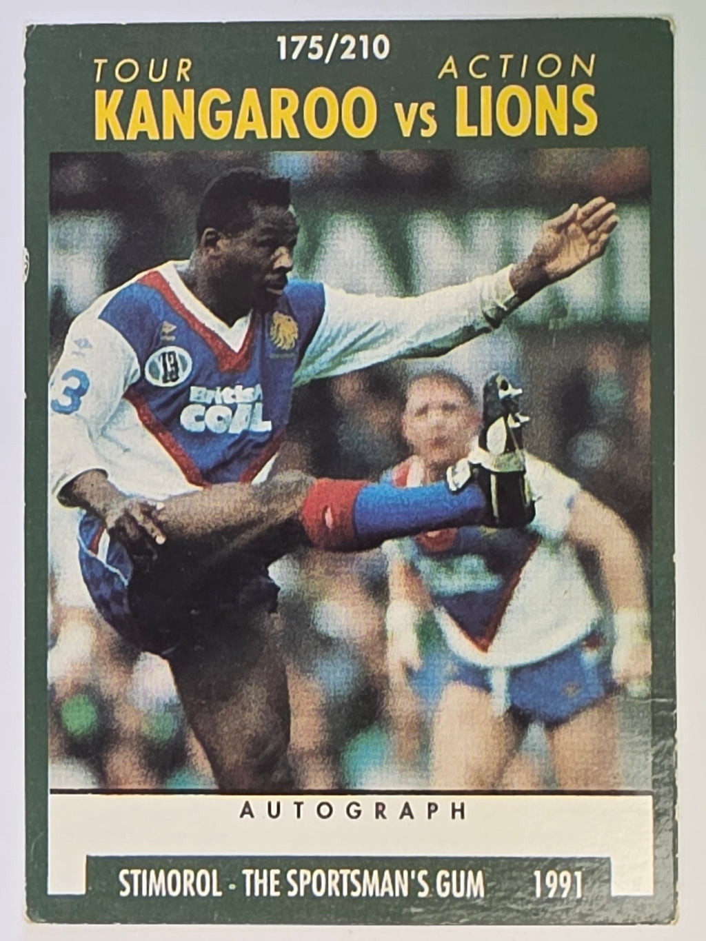 NRL 1991 Stimorol | Base Card #175 | Tour Action Kangaroo vs Lions