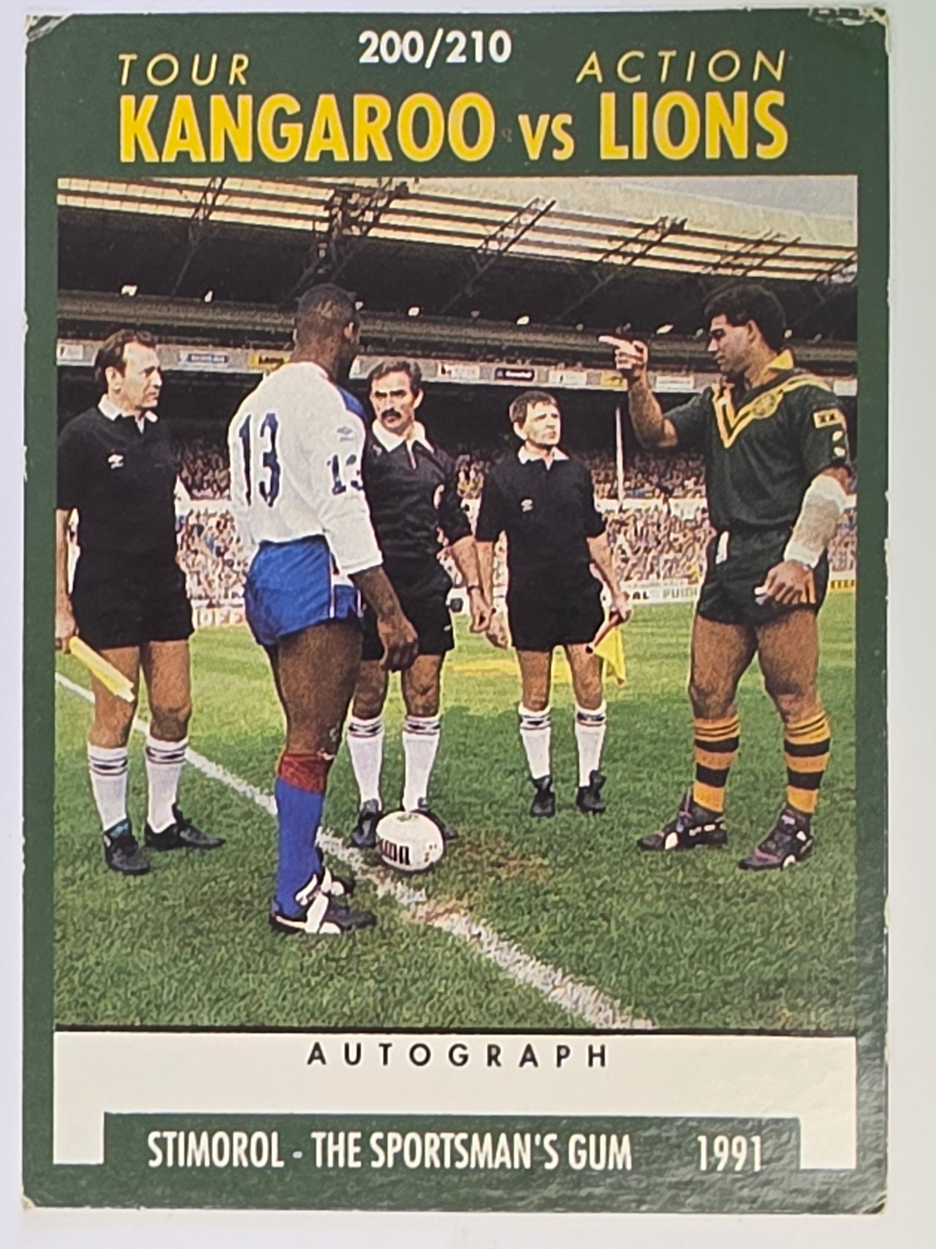 NRL 1991 Stimorol | Base Card #200 | Tour Action Kangaroo vs Lions