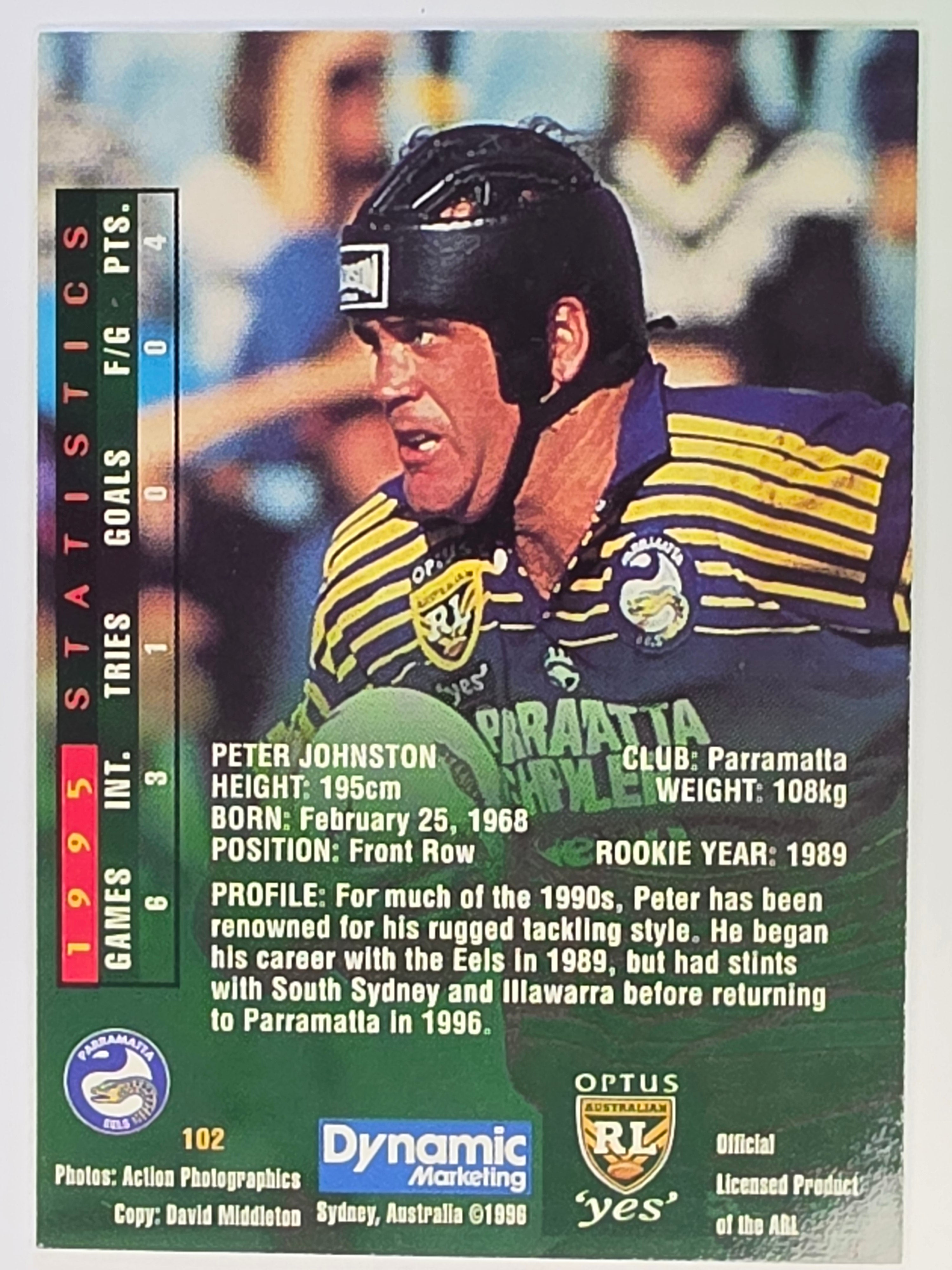 NRL 1996 Dynamic Series 2 Base Card #102 Peter Johnston Parramatta Eels