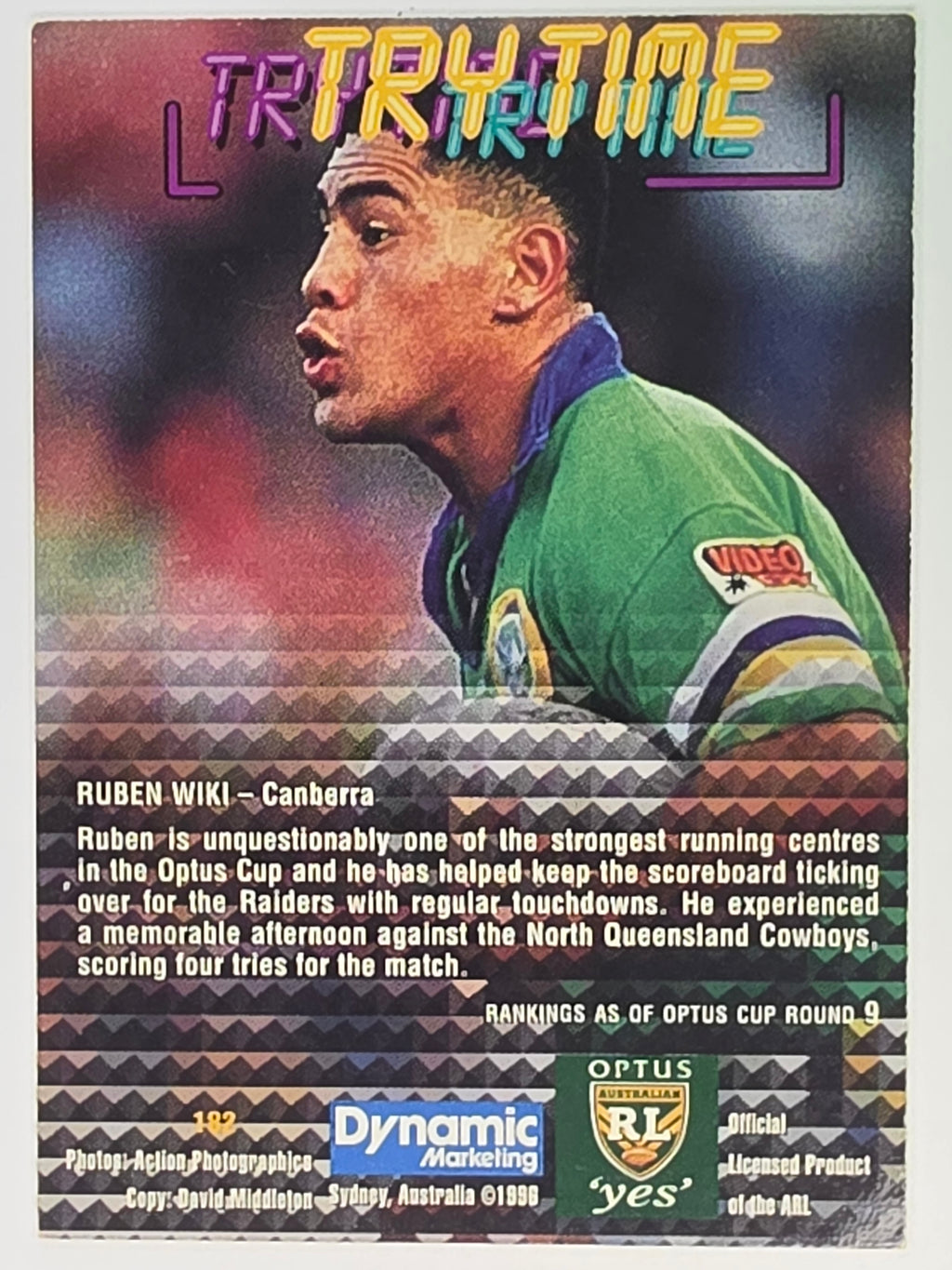 NRL 1996 Dynamic Series 2 Base Card #182 Ruben Wiki Canberra Raiders