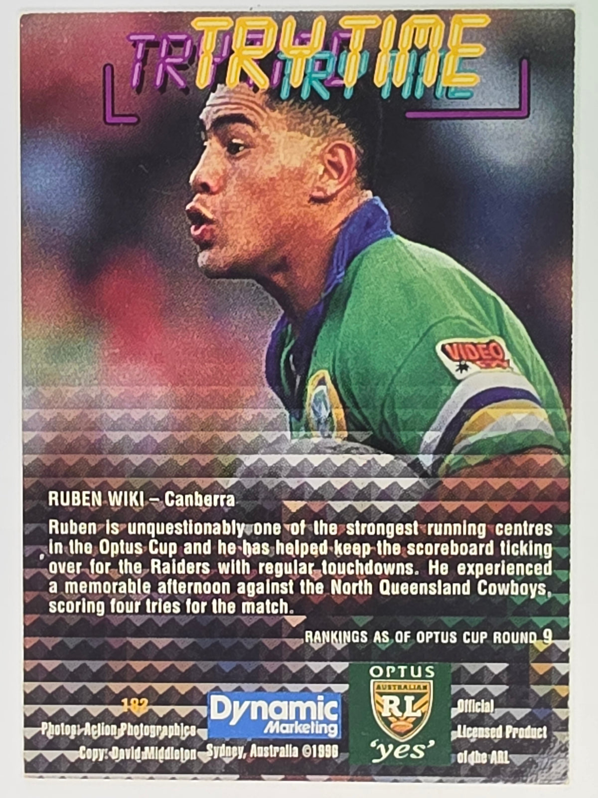 NRL 1996 Dynamic Series 2 Base Card #182 Ruben Wiki Canberra Raiders