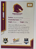 NRL 2007 Champions Base Card #14 Dane Carlaw Brisbane Broncos