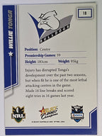 NRL 2007 Champions Base Card #18 Willie Tonga Canterbury Bankstown Bulldogs